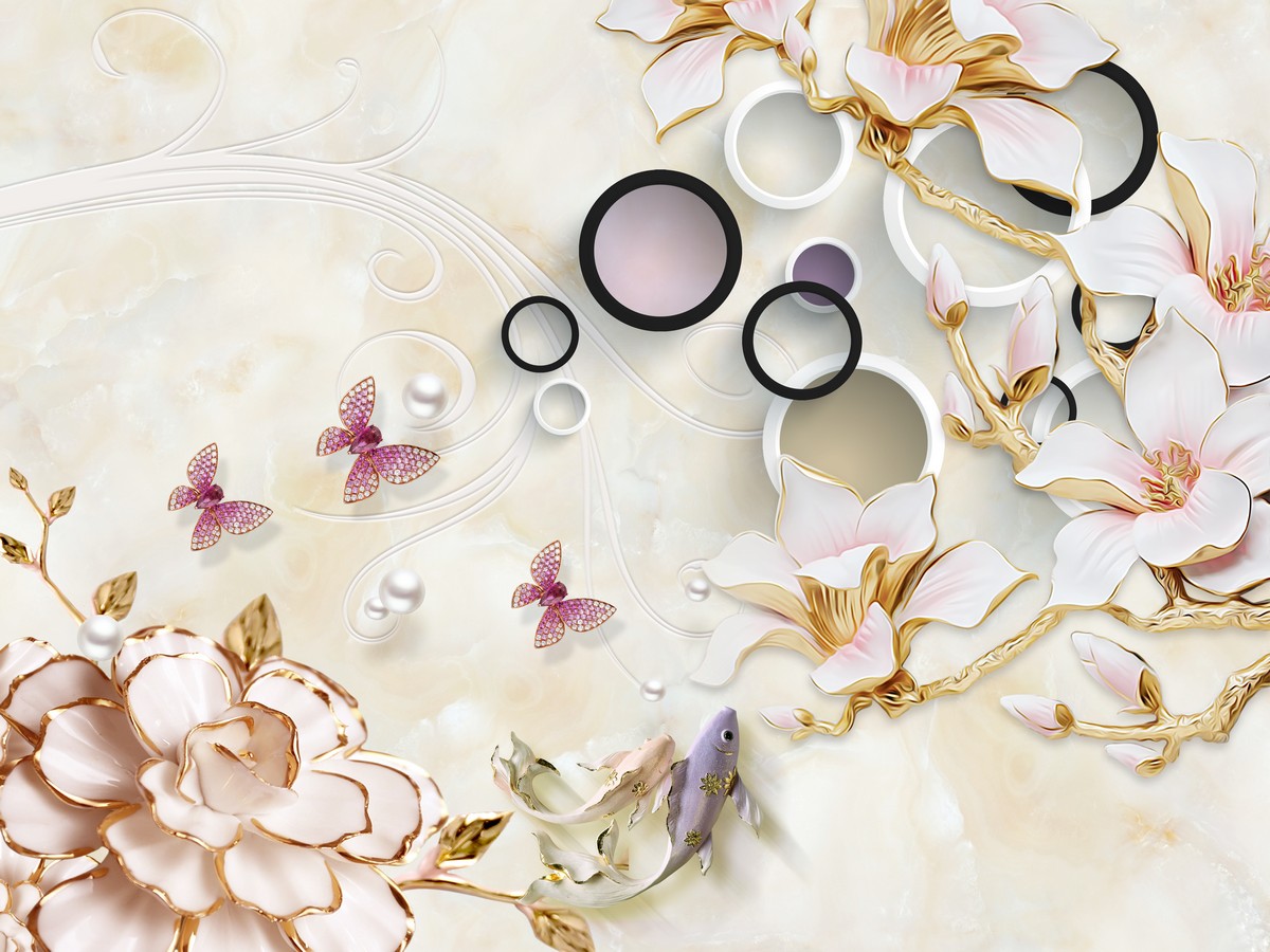 Цветы в молочных волнах